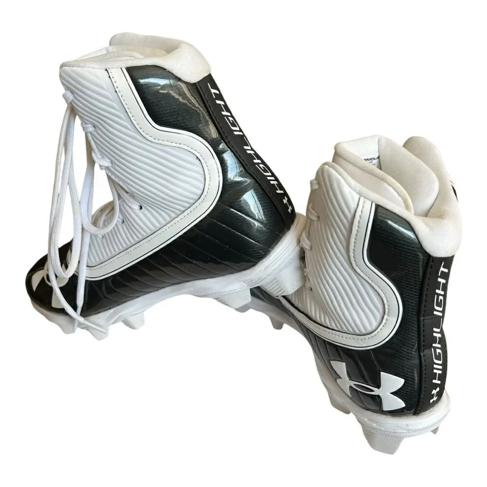 Under Amour Highlight Football Cleats. White/Black. Size: 7.5 Mens